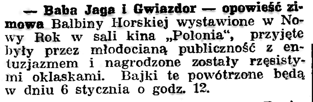 Baba Jaga i Gwiazdor // Gazeta Gdańska. - 1939, nr 5, s. 7