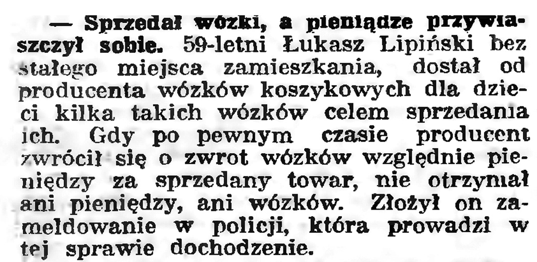 Sprzedał worki, a pieniądze przywłaszczył sobie // Gazeta Gdańska. - 1939, nr 6, s. 13