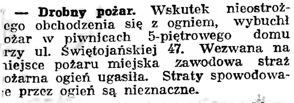 Drobny pożar // Gazeta Gdańska. - 1939, nr 8, s. 7