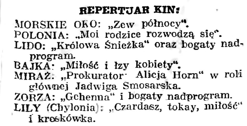 Repertuar kin // Gazeta Gdańska. - 1939, nr 8, s. 7