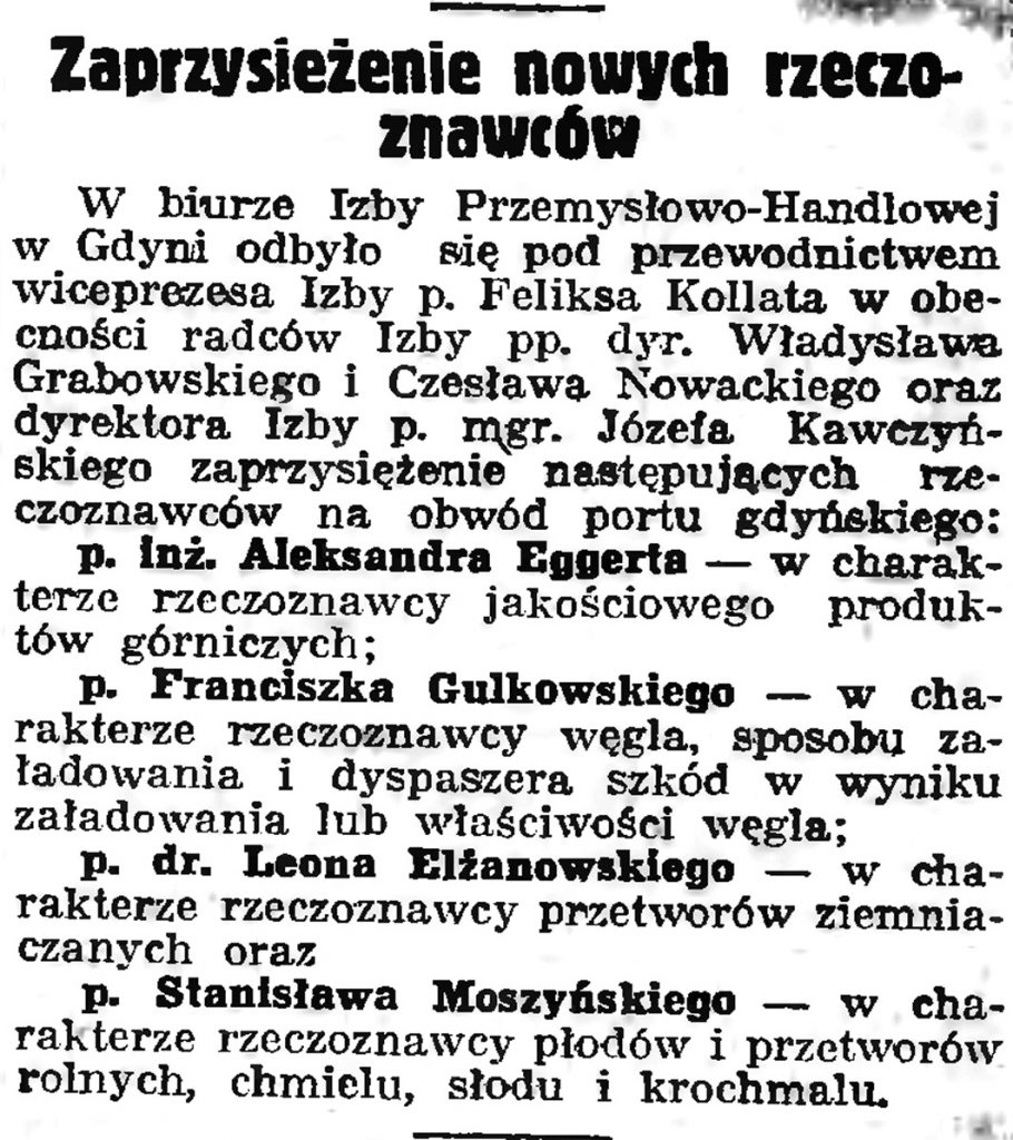Zaprzysiężenie nowych rzeczoznawców // Gazeta Gdańska. - 1939, nr 9, s. 7