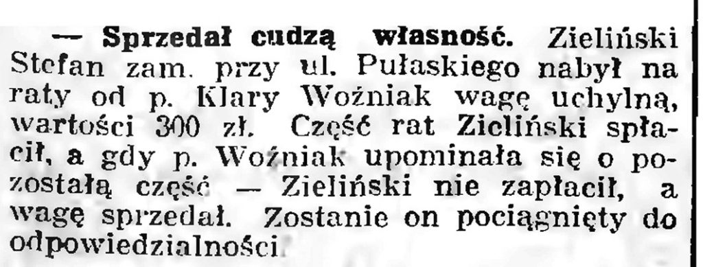 Sprzedał cudzą własność // Gazeta Gdańska. - 1939, nr 9, s. 7