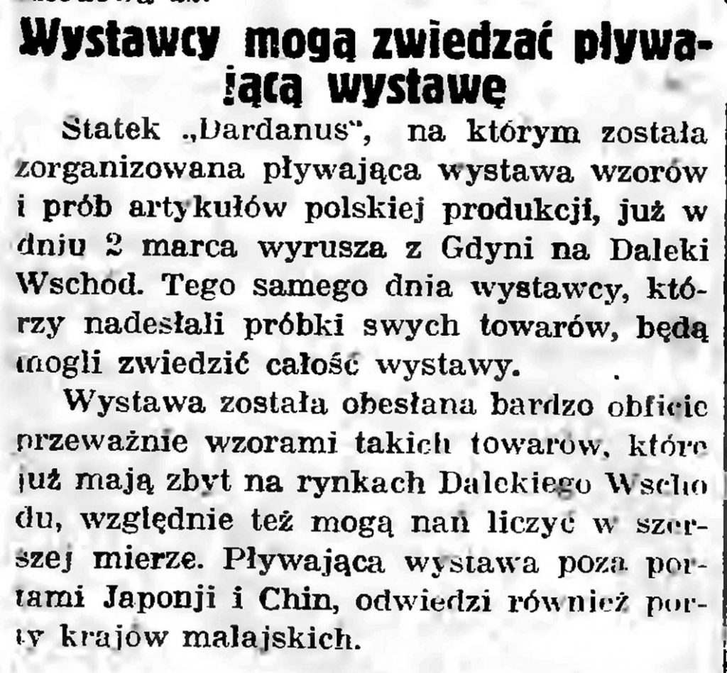 Wystawcy mogą zwiedzać pływającą wystawę // Gazeta Gdańska. - 1935, nr 50, s. 9