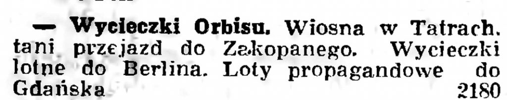 Wycieczki Orbisu // Gazeta Gdańska. - 1936, nr 104, s. 8