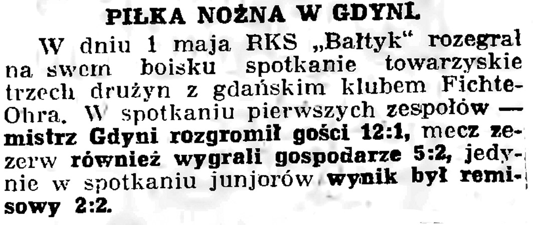 Piłka nożna w Gdyni // Gazeta Gdańska. - 1936, nr 104, s. 8
