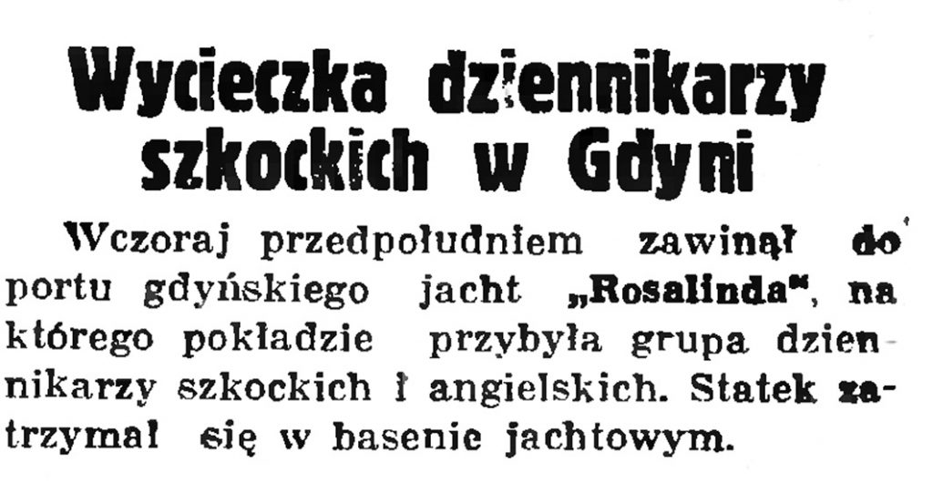 Wycieczka dziennikarzy szkockich w Gdyni // Gazeta Gdańska. - 1936, nr 148, s. 1