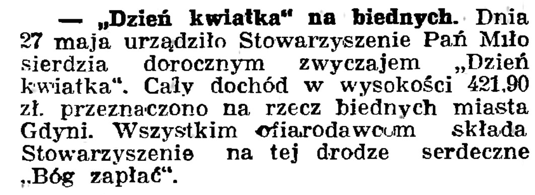 "Dzień Kwiatka" na biednych // Gazeta Gdańska. - 1937, nr 123, s. 8