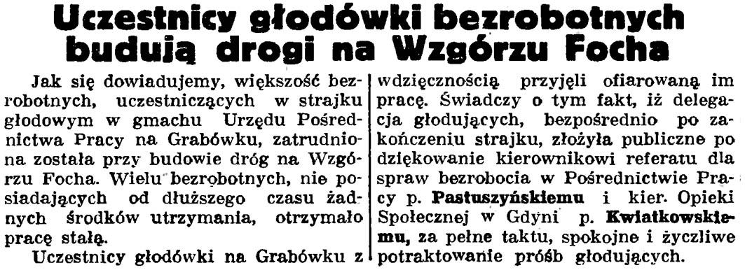 Uczestnicy głodówki bezrobotnych budują drogi na Wzgórzu Focha // Gazeta Gdańska. - 1937, nr 150, s. 10