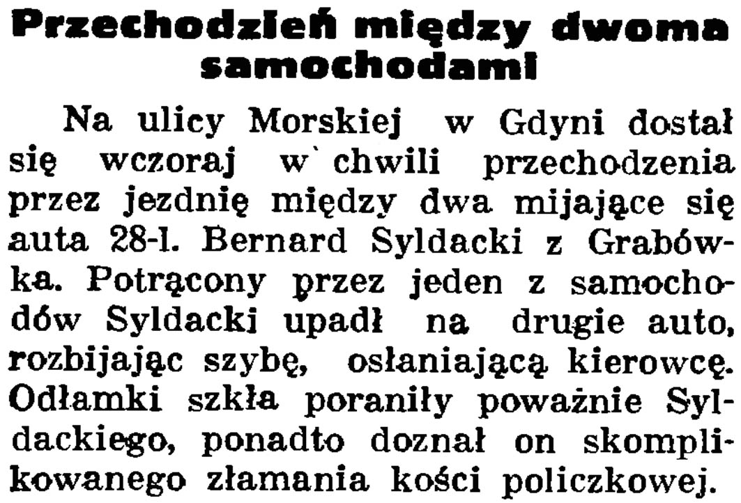 Przechodzień między dwoma samochodami // Gazeta Gdańska. - 1937, nr 150, s. 10