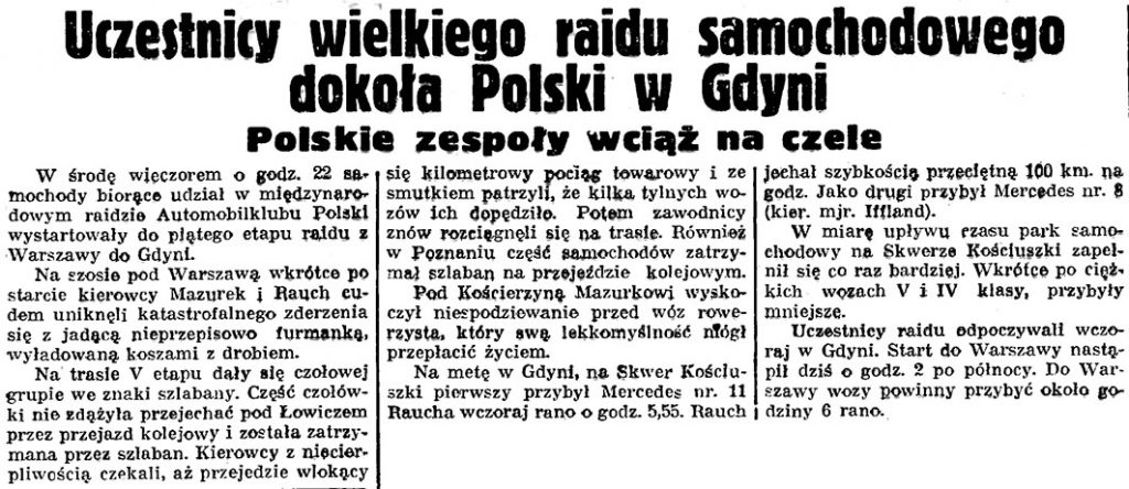 Uczestnicy wielkiego rajdu samochodowego dookoła Polski w Gdyni // Gazeta Gdańska. - 1938, nr 148, s. 2