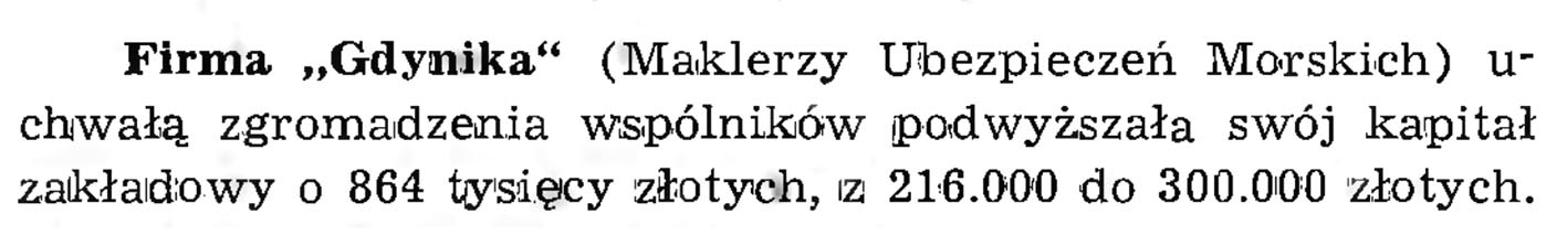 Firma "Gdynika" // Wiadomości Portowe. - 1939, nr 1/2, s. 21