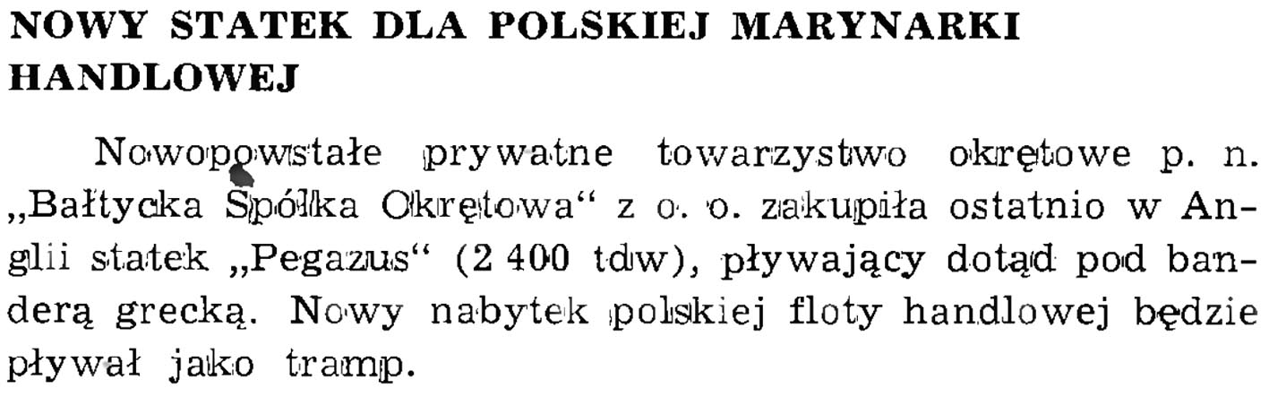 Nowy statek dla polskiej marynarki handlowej // Wiadomości Portowe. - 1939, nr 1/2, s. 22