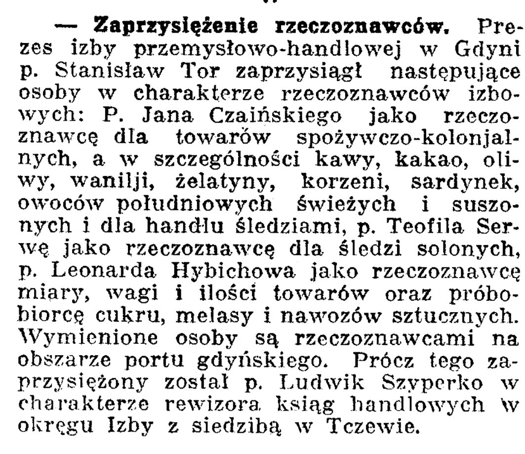 Zaprzysiężenie rzeczoznawców // Dziennik Bydgoski. - 1936, nr 148, s. 7
