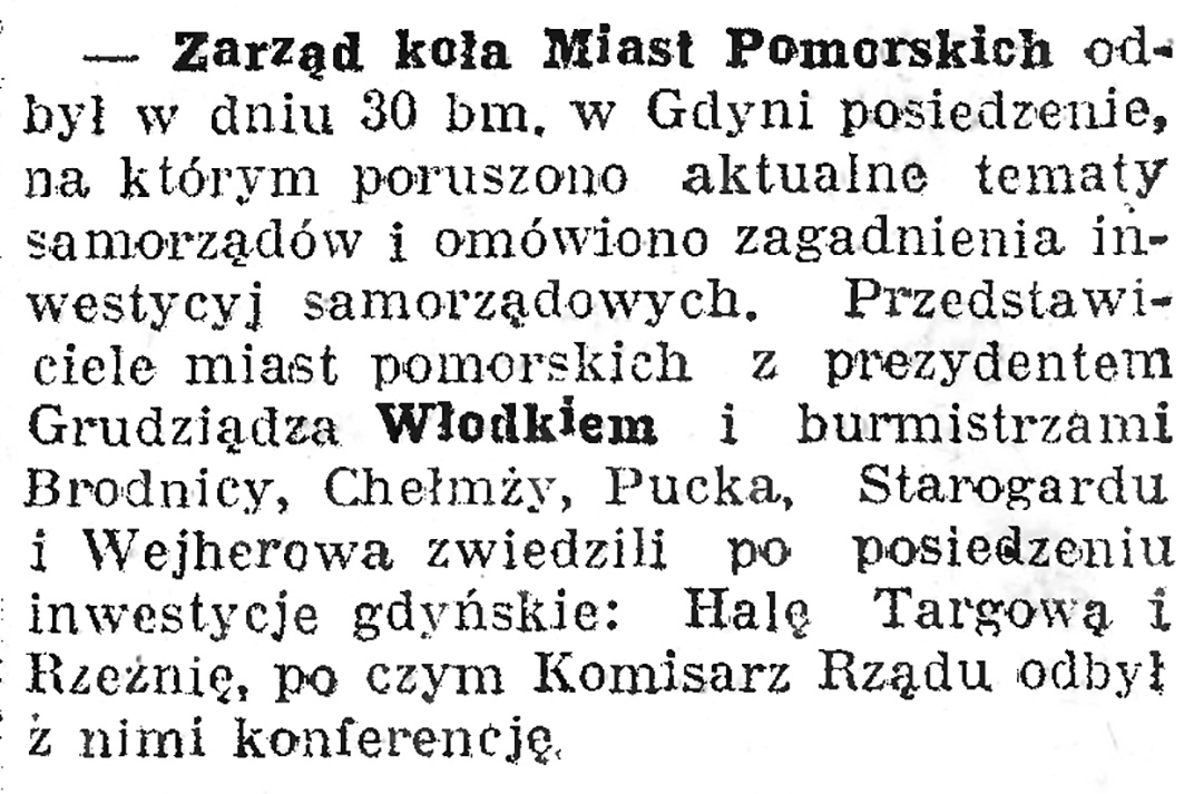 Zarząd koła Miast Pomorskich // Dziennik Bydgoski. - 1938, nr 1, s. 16