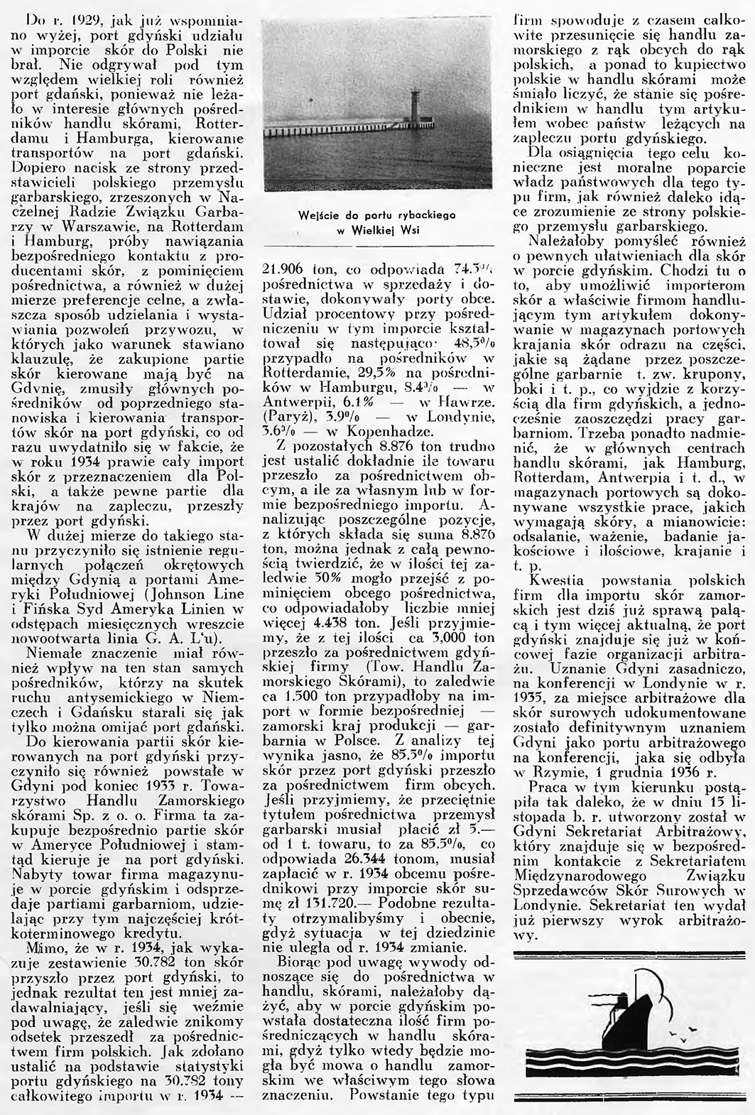 Zagadnienie importu skór droga morska / B. K. // Wiadomości Portu Gdyńskiego. - 1937, nr 12, s. 9-11. - Il.