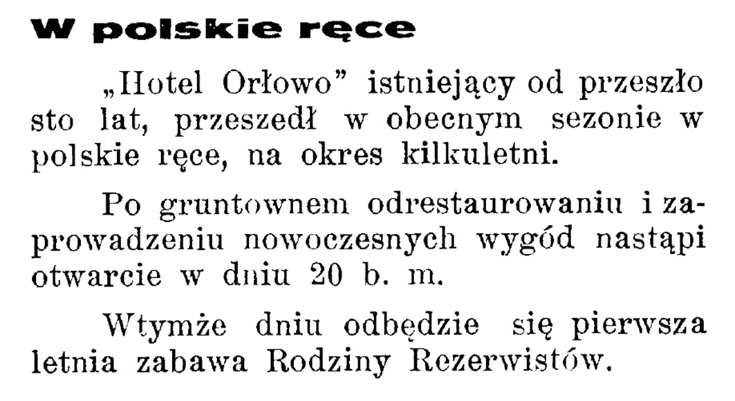 W polskie ręce // Latarnia Morska. - 1934, nr 17, s. 5