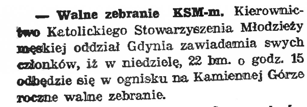 Walne zebranie KSM-m // Gazeta Gdańska. - 1939, nr 9, s. 22