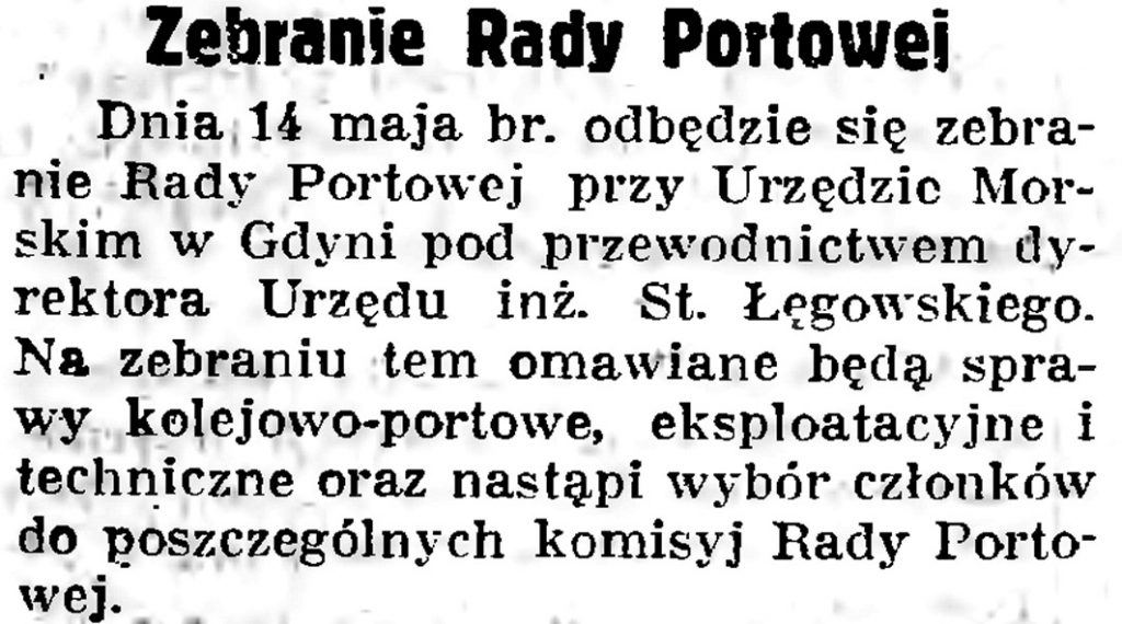 Zebranie Rady Portowej // Gazeta Gdańska. - 1936, nr 104, s. 8