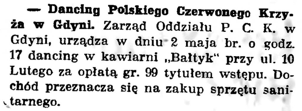 Dancing Polskiego Czerwonego Krzyża // Gazeta Gdańska. - 1937, nr 100, s. 8