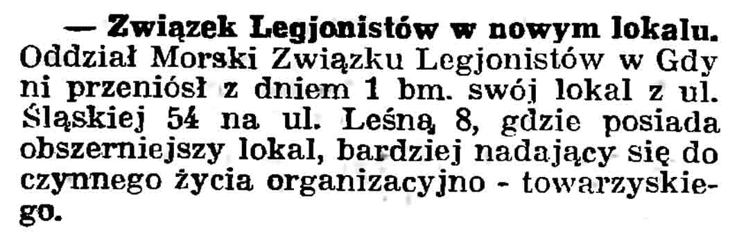 Związek Legjonistów w nowym lokalu // Gazeta Gdańska. - 1937, nr 101, s. 13