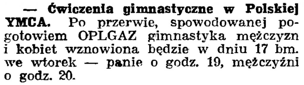 Ćwiczenia gimnastyczne w Polskiej YMCA // Gazeta Gdańska. - 1939, nr 13, s. 6