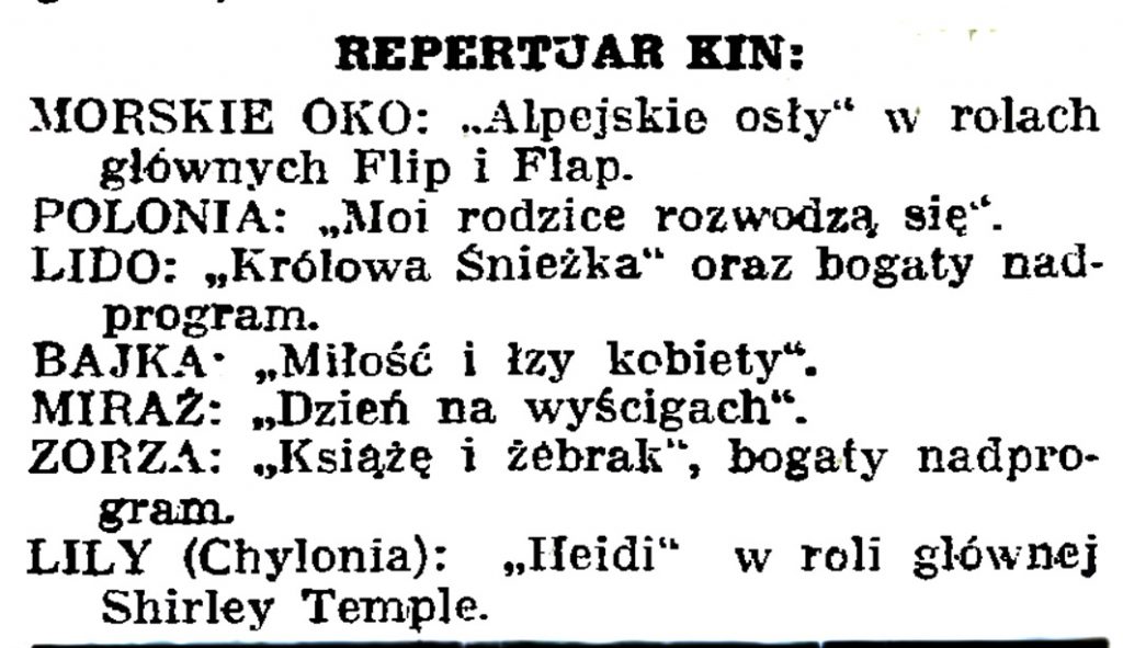 Repertuar kin // Gazeta Gdańska. - 1939, nr 14, s. 7