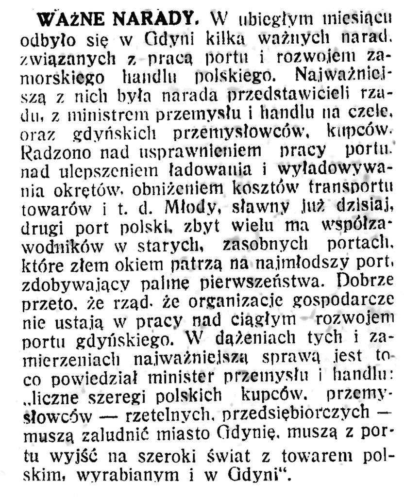Ważne narady // Polska na Morzu. - 1935, nr 3, s. 2
