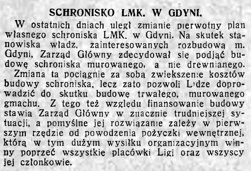 Schronisko LMK. w Gdyni // Polska na Morzu. - 1934, nr 4, s. 16