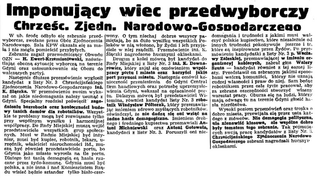 Imponujący więc przedwyborczy Chrześć.-Zjedn. Narodowo-Gospodarczego // Gazeta Gdańska – 1939, nr 24, s. 12