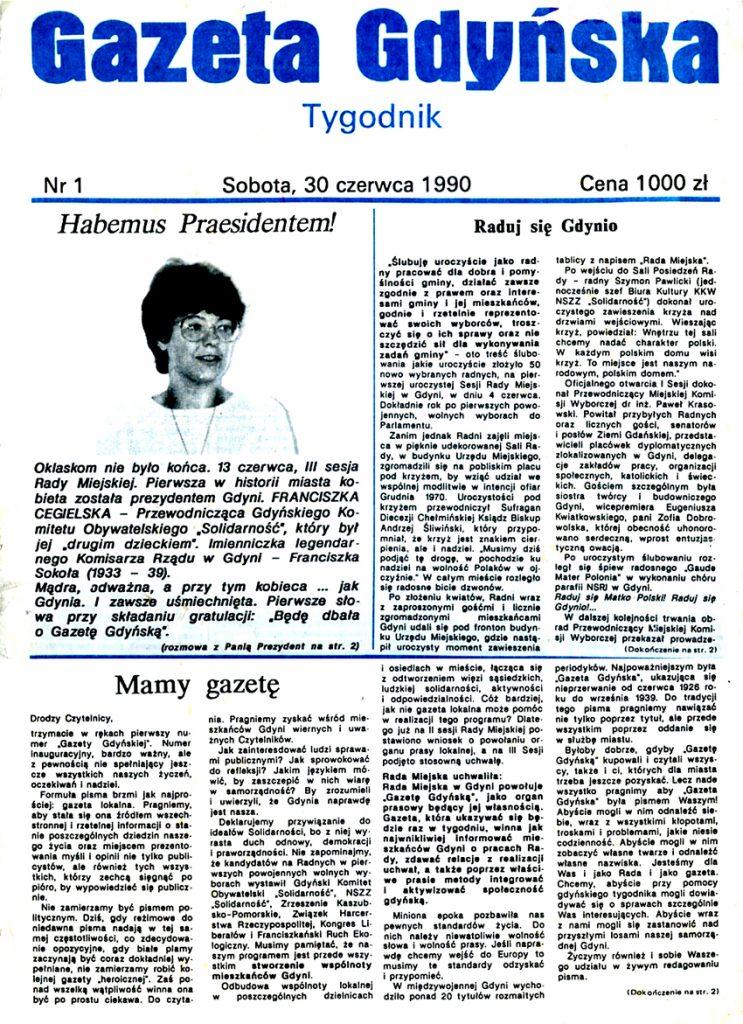 Gazeta Gdyńska. - 1990 Urząd Miasta Gdyni