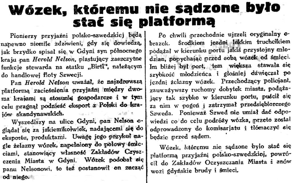 Wózek któremu nie sądzono było stać się platformą // Gazeta Gdańska. - 1934, nr 161, s. 6