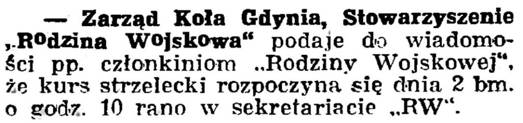 Zarząd Koła Gdynia, Stowarzyszenie "Rodzina Wojskowa" // Gazeta Gdańska. - 1937, nr 124, s. 8