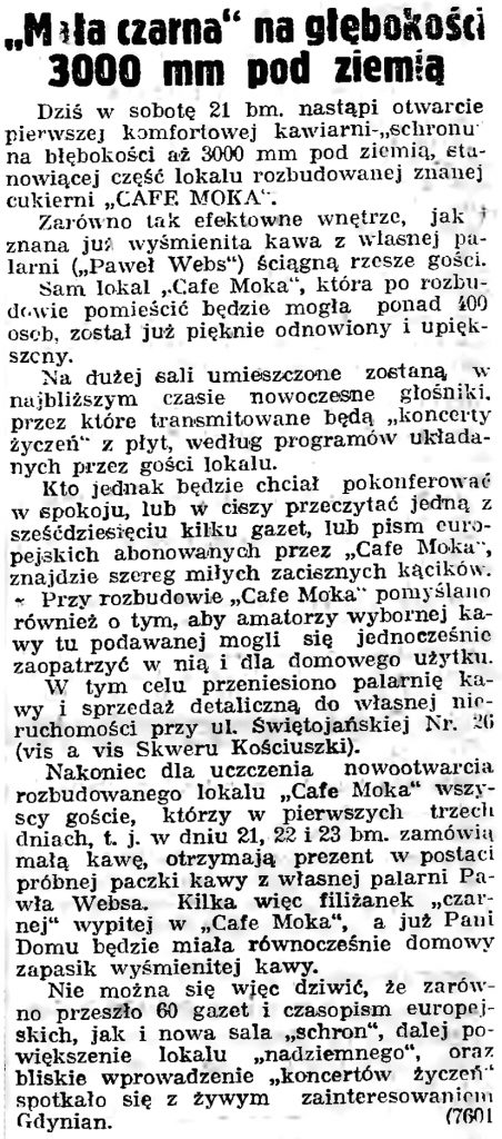 "Mała czarna" na głębokości 3000 mm pod ziemią // Gazeta Gdańska. - 1939, nr 18, s. 12