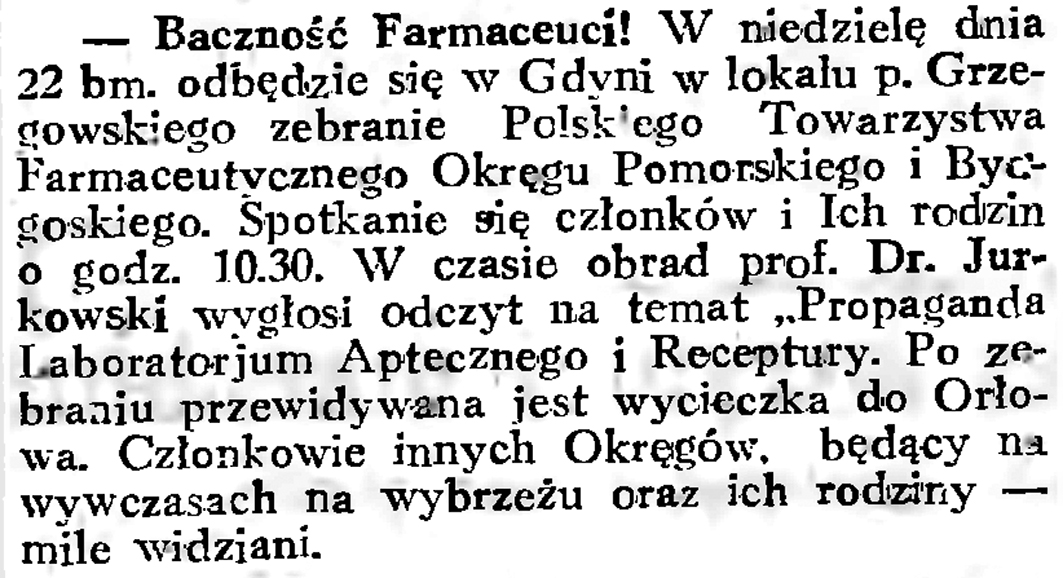 Baczność farmaceuci! // Gazeta Gdańska. - 1934, nr 161, s. 6
