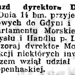 Przyjazd dyrektora Departamentu Morskiego // Gazeta Gdańska. – 1936, nr 237, s. 14