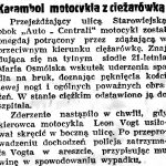 Karambol motocykla z ciężarówką // Gazeta Gdańska. – 1938, nr 140, s. 8