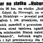 Pożar na statku “Robur 6” // Gazeta Gdańska. – 1938, nr 24, s. 11