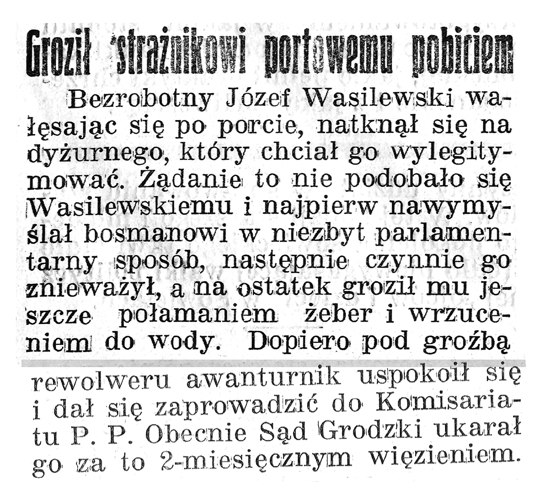 Młody tramp zostanie odstawiony do rodziny // Gazeta Gdańska. - 1939, nr 20, s. 7