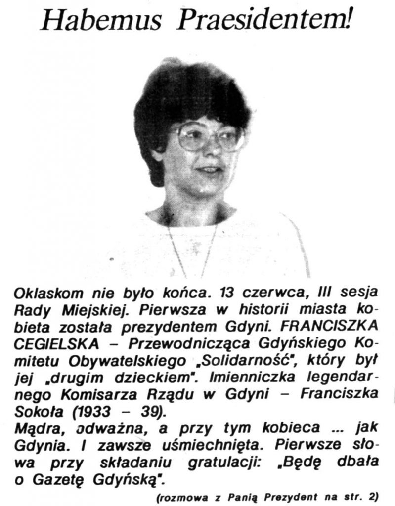 Habemus Praesidentem! // Gazeta Gdyńska. - 1990, nr 12, s. [1]