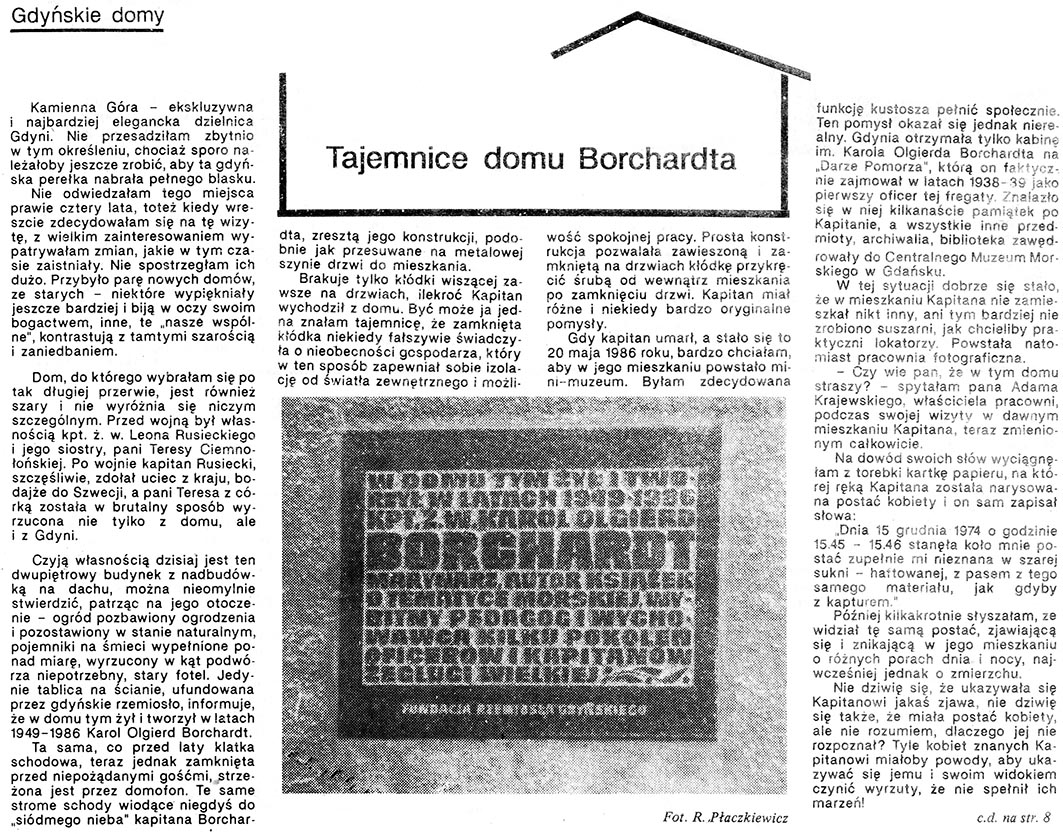 Tajemnice domu Borchardta / Ewa Ostrowska // Gazeta Gdyńska. - 1990, nr 3, s.6, 8. - Il.