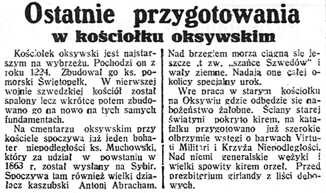 Ostatnie przygotowania w kościółku oksywskim // Dzień Dobry. - 1936, nr 200 s. 2