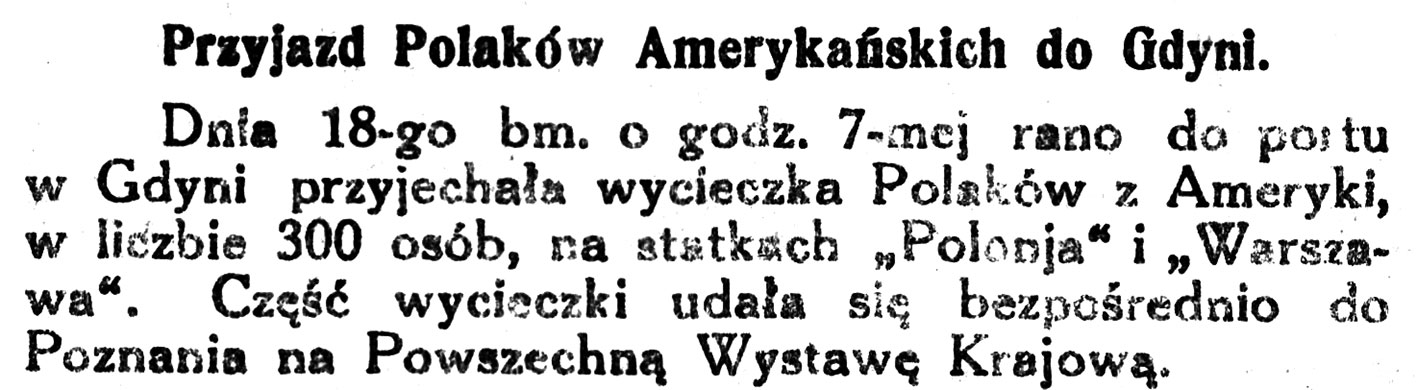 Przyjazd Polaków Amerykańskich do Gdyni Kurjer-Zachodni-1929-nr-50-s-22
