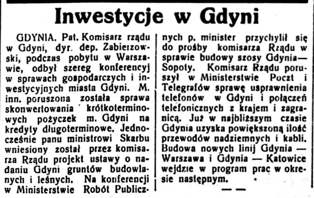 Inwestycje w Gdyni // Trybuna Lubelska. - 1981, nr 230, s. 2