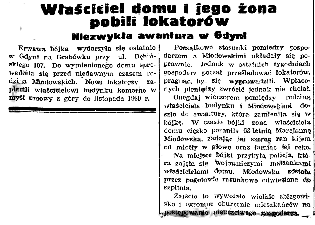 Właściciel domu i jego żona pobili lokatorów. Niezwykła awantura w Gdyni // Gazeta Gdańska. - 37, s. 7