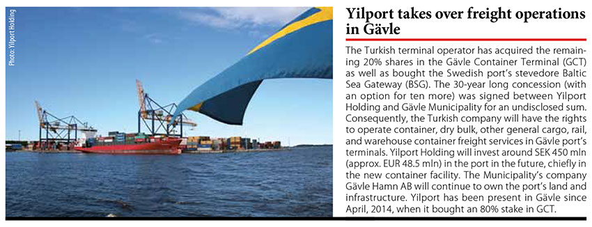Yilport takes over freight operation in Gavle // Baltic Transport Journal. - 2016, nr 3, s. 10. - Il.