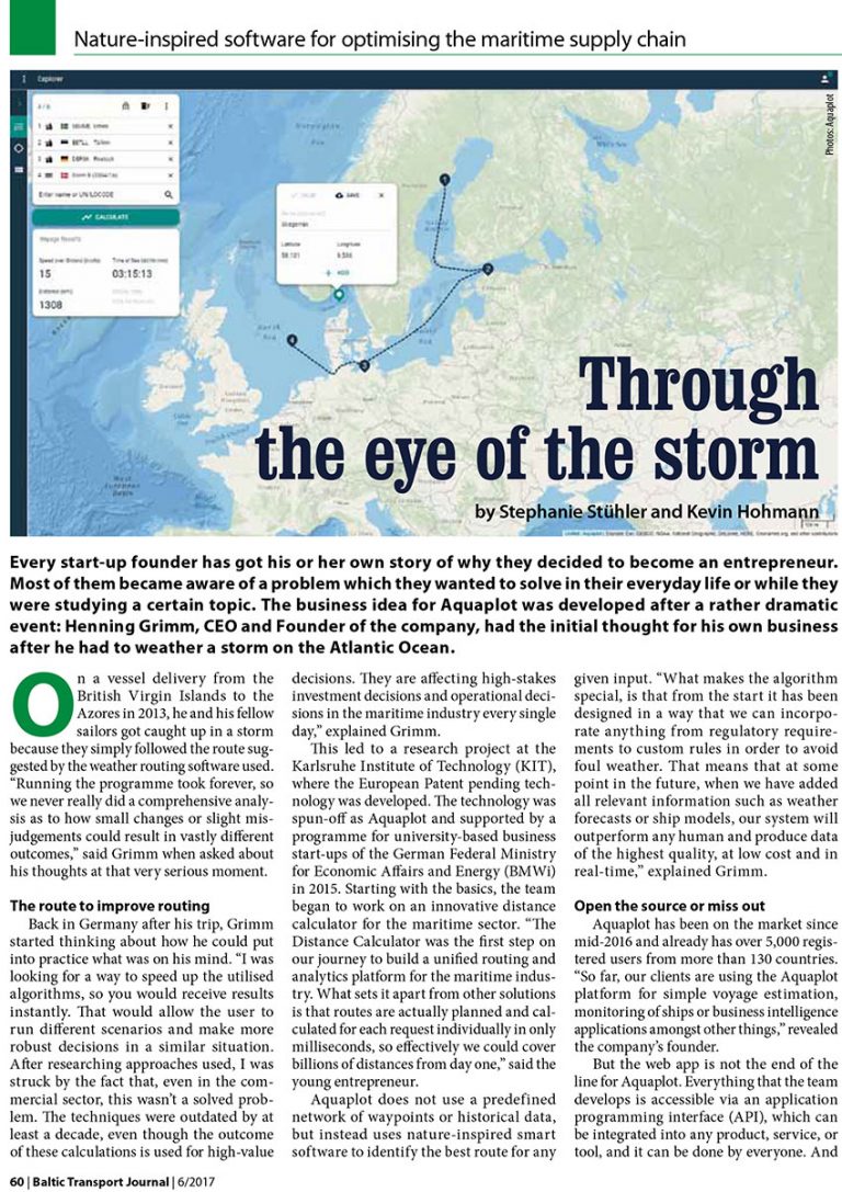 Through the eye of the storm / Stephanie Stuhler and Kevin Hohmann // Baltic Transport Journal. - 2017, nr 6, s. 64-65. - Il.