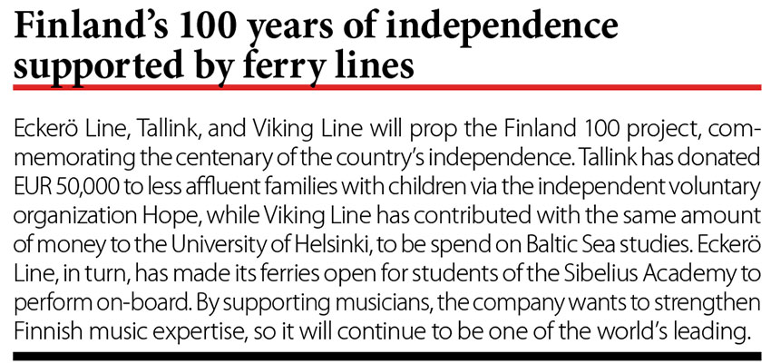 Finland's 100 years of independence supported by ferry lines // Baltic Transport Journal. - 2017, nr 1, s. 9