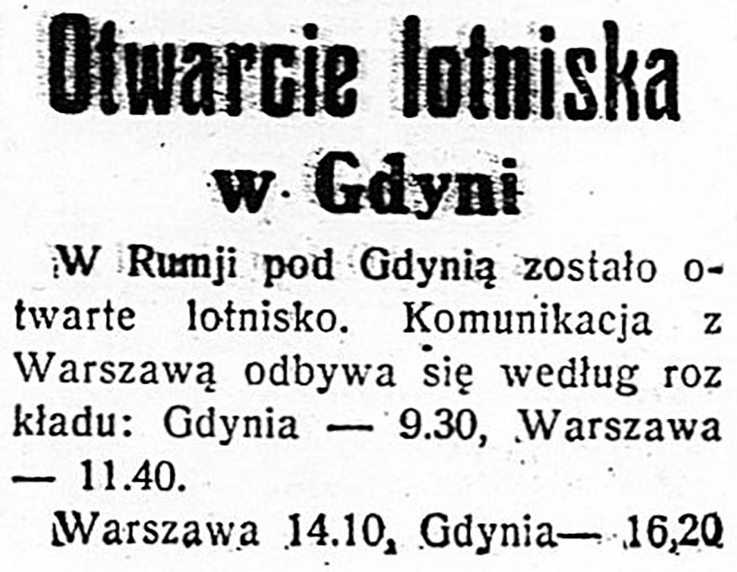 Otwarcie lotniska w Gdyni // Dzień Dobry. - 1935, nr 121, s. 7