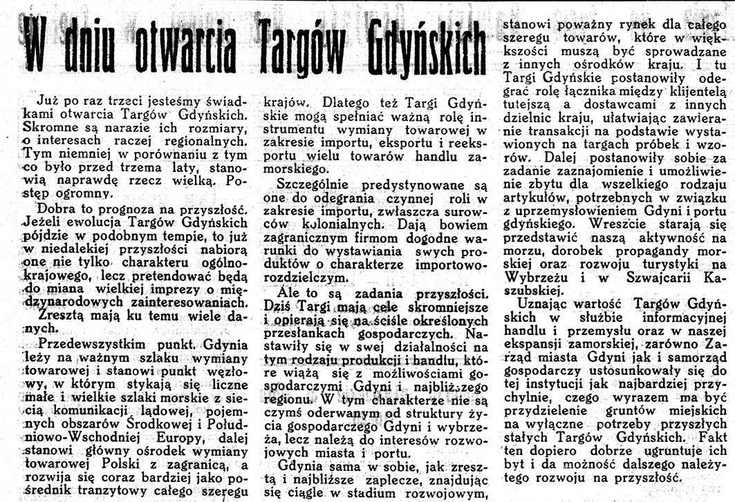 W dniu otwarcia Targów Gdyńskich // Nowa Epoka. - 1933, nr 6/8, s. 4
