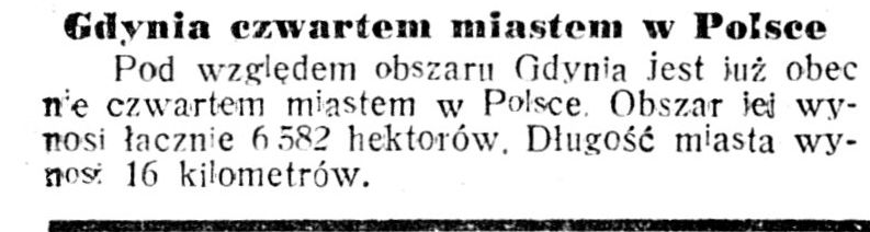 Gdynia czwartem miastem w Polsce // Gazeta Poznańska. - 1935, nr 298, s. 110